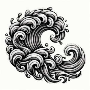 Dotwork Wave With Pointillism Effect
