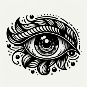 Eye In A Blackwork Design With Solid Black Ink
