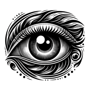 Eye In A Blackwork Design With Solid Black Ink
