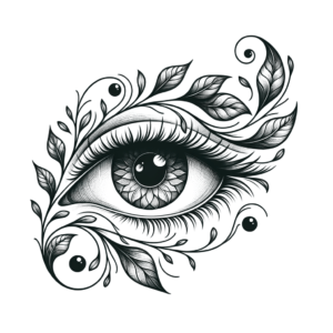 Eye In A Botanical Style With Subtle Vine Accents