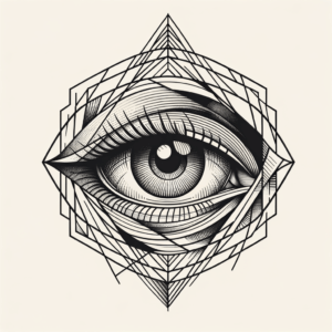 Eye In A Geometric Design With Clean Lines And Shapes