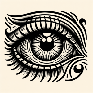 Eye In A Traditional Design With Bold Outlines
