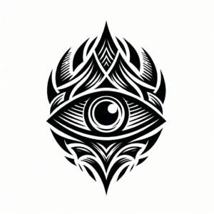 Eye In A Tribal Design With Bold, Sharp Lines