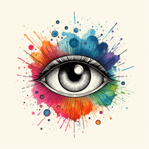 Eye With A Watercolor Effect And Vibrant Splashes