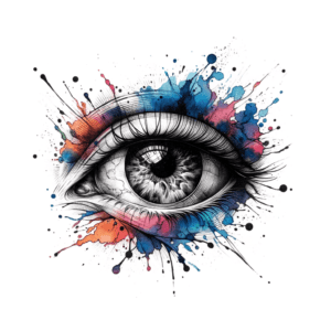 Eye With A Watercolor Effect And Vibrant Splashes