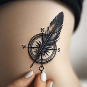 Feather Adorning A Compass