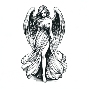 Feminine Angel With Flowing Gown