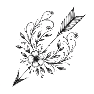 Feminine Arrow With Soft, Graceful Lines And Floral Accents