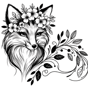 Feminine Fox With Delicate Features And Floral Accents