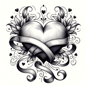 Feminine Heart With Flowing Ribbons