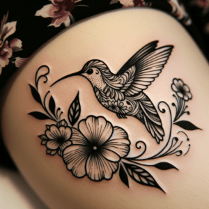 Feminine Hummingbird With Floral Accents