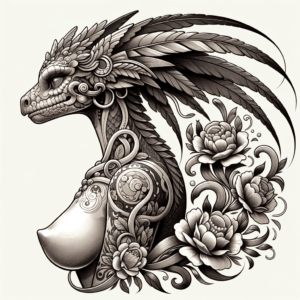 Feminine Quetzalcoatl With Floral Accents