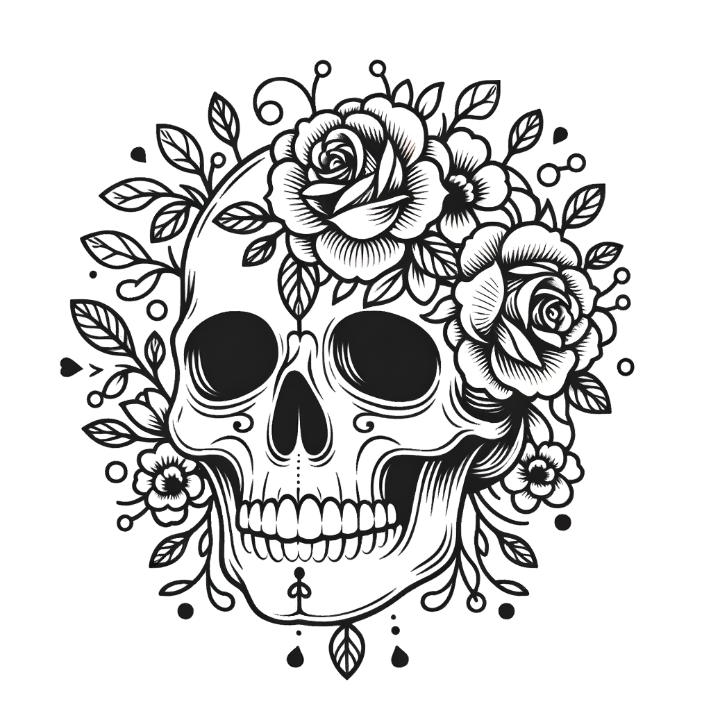 Feminine Skull With Floral Accents