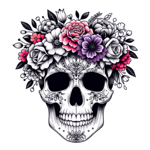 Feminine Skull With Floral Crown