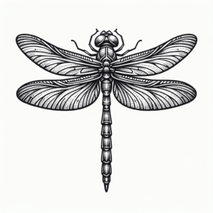 Fine Details In A Linework Dragonfly