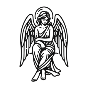 Fine-Line Angel In A Peaceful Pose