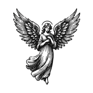 Fine Line Angel With Delicate Wings