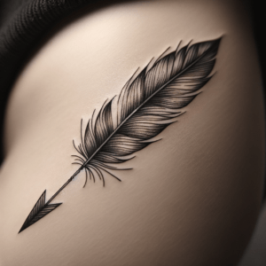 Fine-Line Arrow With Detailed Feathers