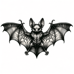 Fine Line Bat With Wings Spread