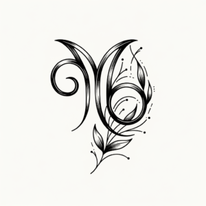 Fine Line Capricorn Symbol With Delicate Lines