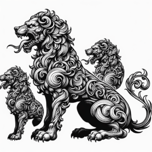 Fine Line Cerberus With Intricate, Delicate Details