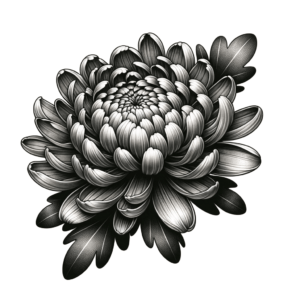 Fine Line Chrysanthemum With Delicate Outline