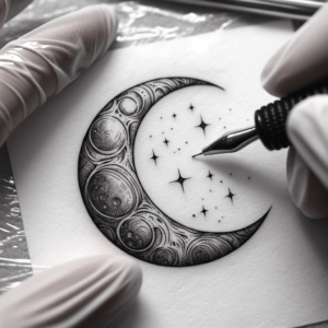 Fine-Line Crescent Moon With Tiny Details