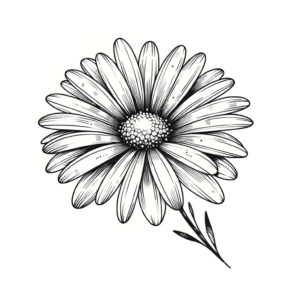 Fine Line Daisy With Delicate Strokes