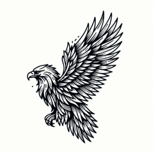 Fine-Line Eagle With Sharp Feathers