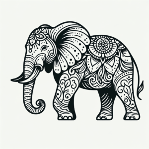 Fine-Line Elephant With Intricate Patterns
