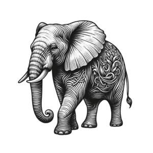 Fine-Line Elephant With Intricate Shading