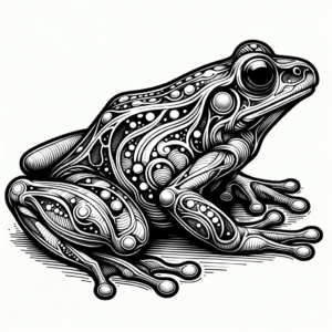 Fine-Line Frog With Intricate Designs