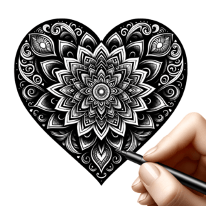 Fine-Line Heart With Mandala Patterns