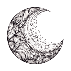 Fine-Line Moon With Delicate Patterns