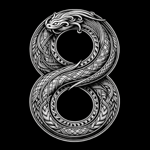 Fine Line Ouroboros With Detailed Patterns