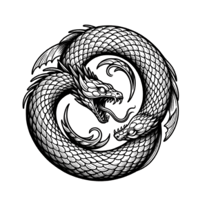 Fine-Line Ouroboros With Detailed Scales