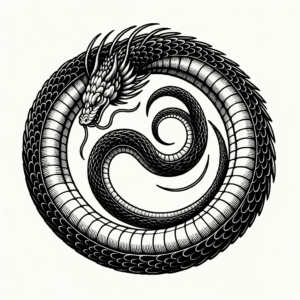 Fine Line Ouroboros With Intricate Detail
