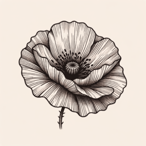 Fine Line Poppy Flower With Delicate And Detailed Lines