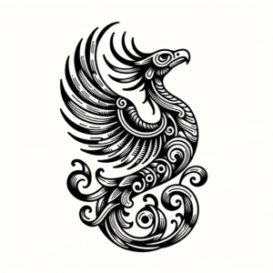 Fine Line Quetzalcoatl With Elegant Curves