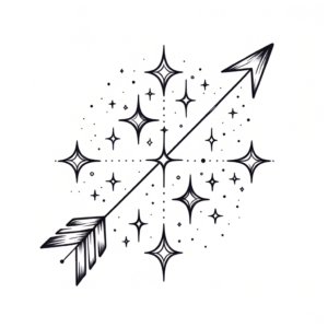 Fine-Line Sagittarius Arrow With Delicate Stars