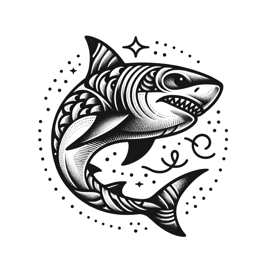 Fine-Line Shark Tattoo With Delicate, Intricate Patterns