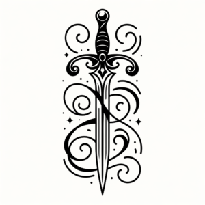 Fine-Line Sword With Elegant Curves