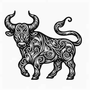 Fine-Line Taurus Symbol With Intricate Design