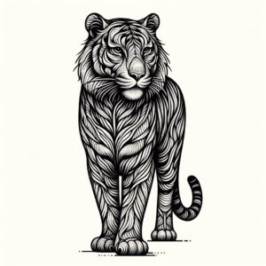 Fine-Line Tiger With Intricate Details