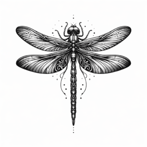 Fine Linework Details In A Dragonfly Tattoo