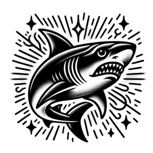 Flash Shark Tattoo With Classic Tattoo Shop Style Elements
