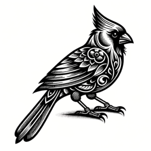 Flash Style Cardinal With Traditional Tattoo Motifs