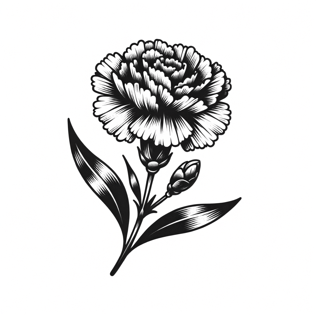 Flash-Style Carnation For Quick AI Tattoo Designs