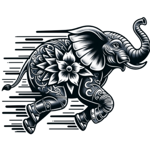 Flash Style Elephant With Classic Tattoo Elements