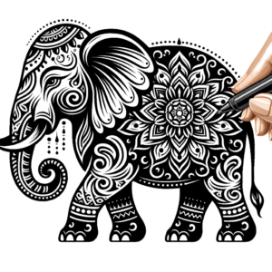 Flash Style Elephant With Traditional Motifs